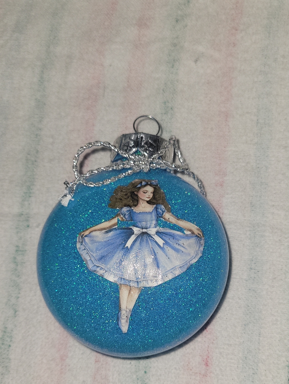 Blue Glitter Ballerina  Ornament